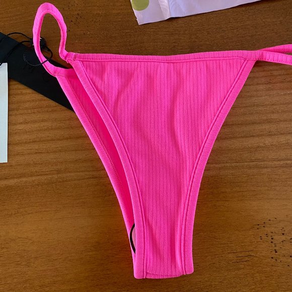 MGS Low Tide Bikini Bottom Shocking Pink Rib S NWT - Picture 4 of 9